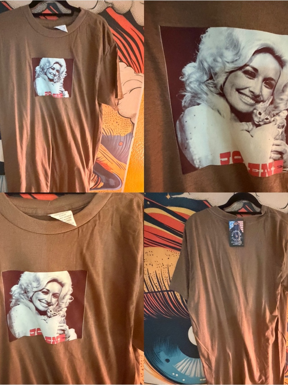 CUSTOM UNISEX BROWN DOLLY PARTON CAT BROWN MILITARY SHIRT LARGE